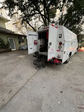 Magnet Plumbing service vehicle on-site for Water Heater Repair in Pasadena on The Gulf